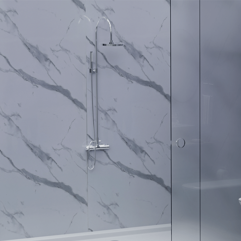 Carrara Marble (Gloss) 10mm Aqua Solid Wall Panel 1m x 2.4m image